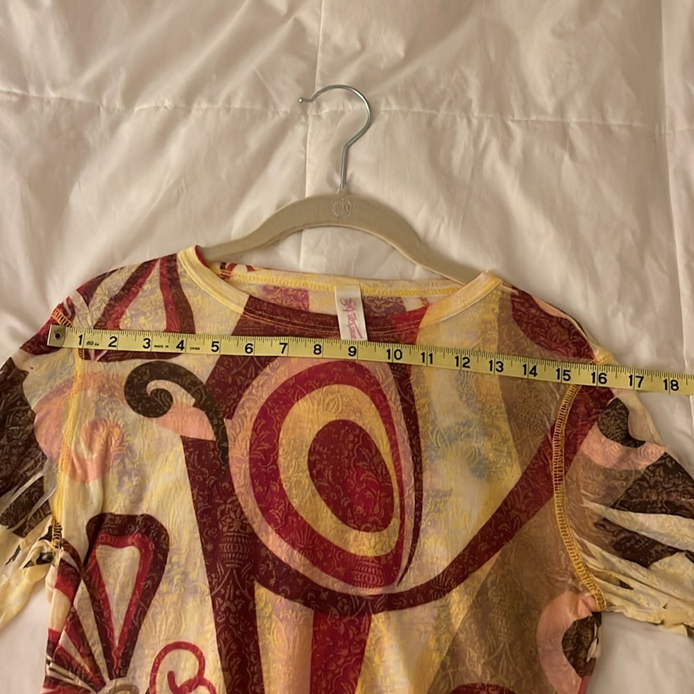 Vintage 90s American Twist Abstract Mesh Long Sleeve Top Y2K Grunge - Picture 8 of 12